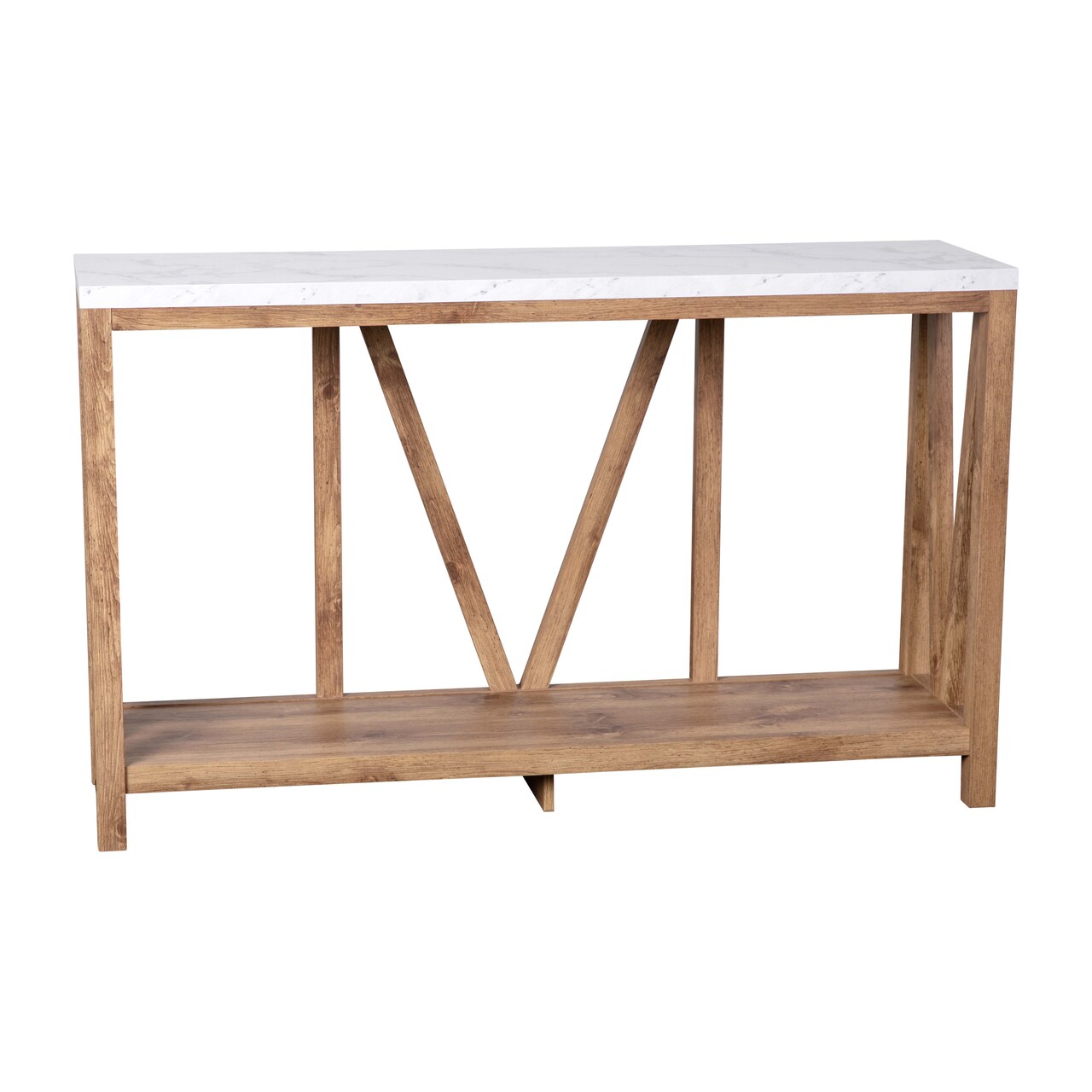 Merrick Lane Erikson Modern Farmhouse Engineered Wood Sofa Table with Wood Bracing and Lower Shelf